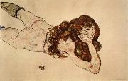 Egon Schiele Female Nude Lying on  Her Stomach oil painting artist